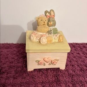 Decorative Animal-Themed Storage Box - Cream and Pink